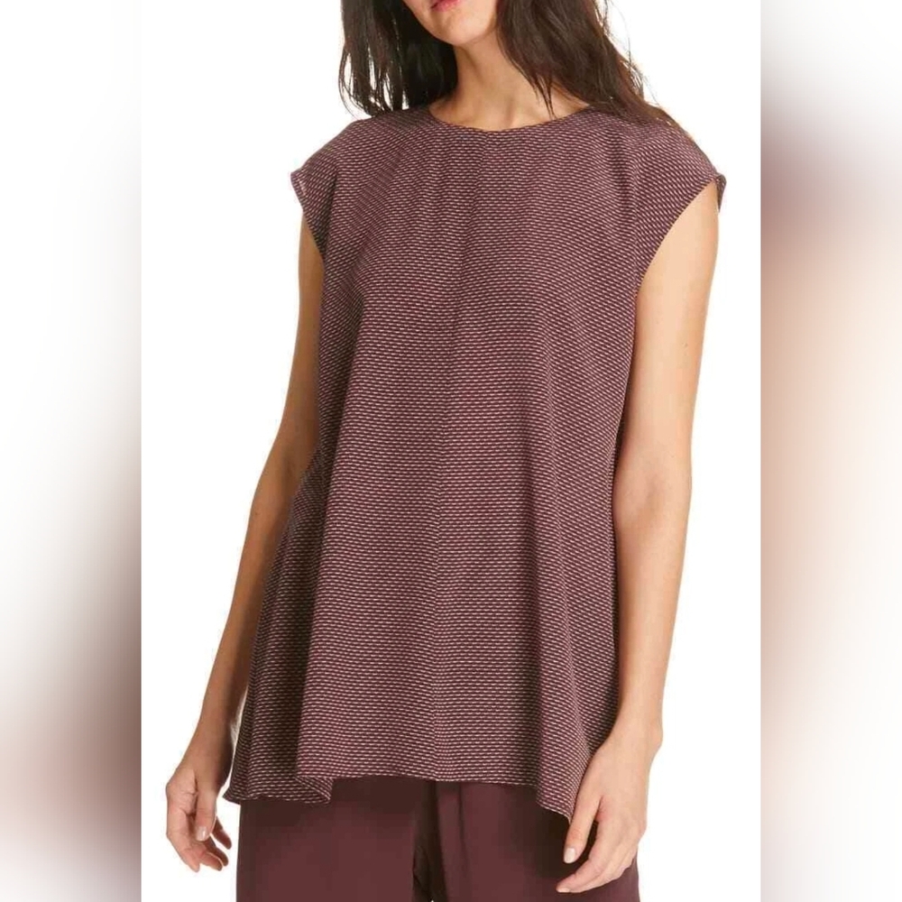 Eileen Fisher Cassis Silk Sleeveless Blouse‎ Maroon Womens XL NWOT
